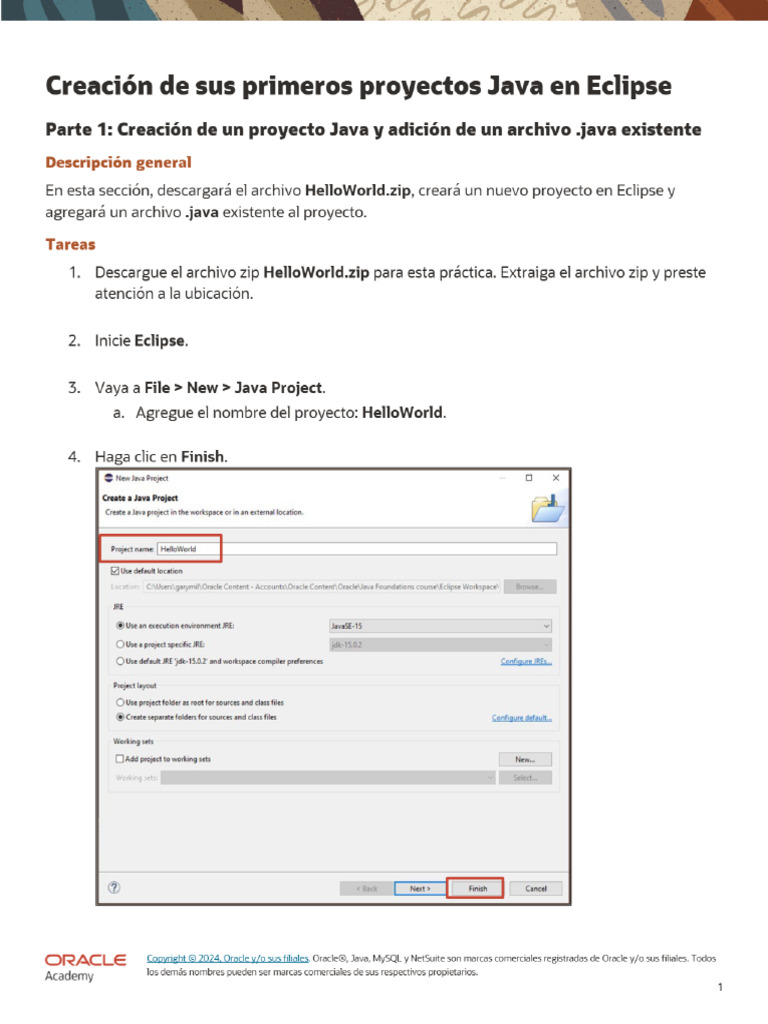 Cree Su Primer Programa Java en Eclipse | PDF