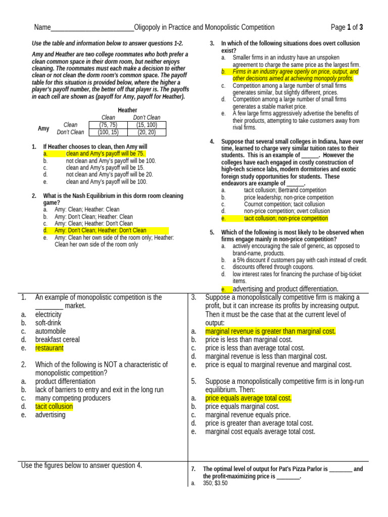 23-24 Oligopoly and Mono Competition | PDF | Profit (Economics) | Monopoly