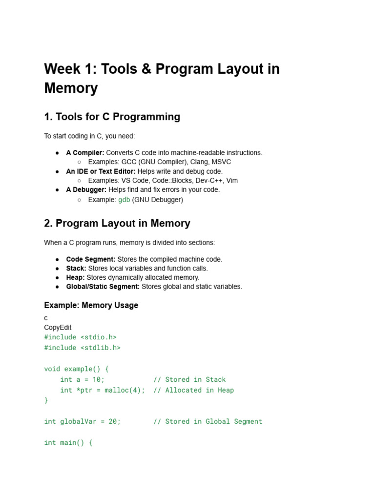 General notes | PDF | Pointer (Computer Programming) | Software Development