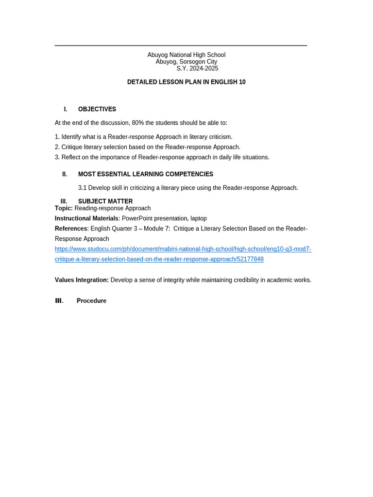 Kinds of Referencing Lesson Plan | PDF | Lesson Plan | Cognition