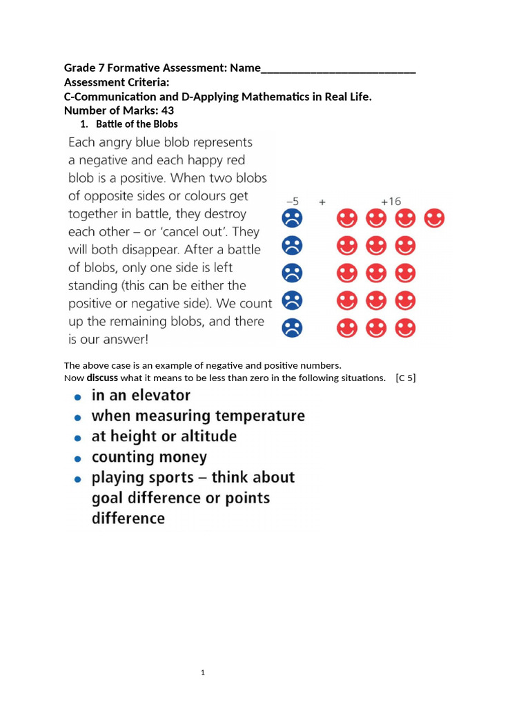 Grade 7 Formative Assessment | PDF