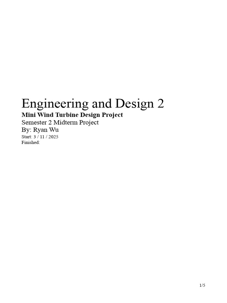 Mini Wind Turbine Design Overview | PDF | Wind Turbine | Turbine