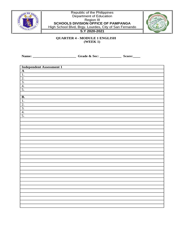 Module 4 ENGLISH Week 1 | PDF
