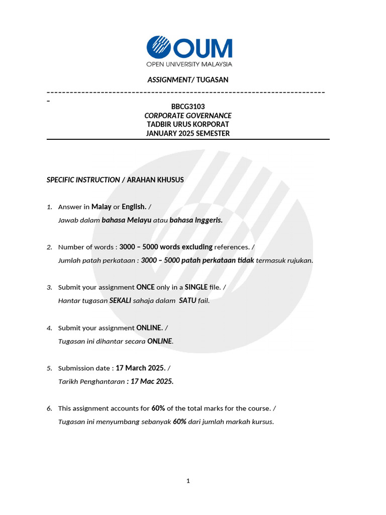 Corporate Governance Assignment Overview | PDF