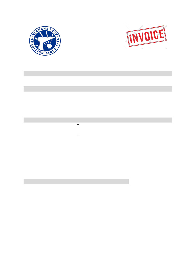 Birkenstock Invoice for Botson Soft Footbed | PDF