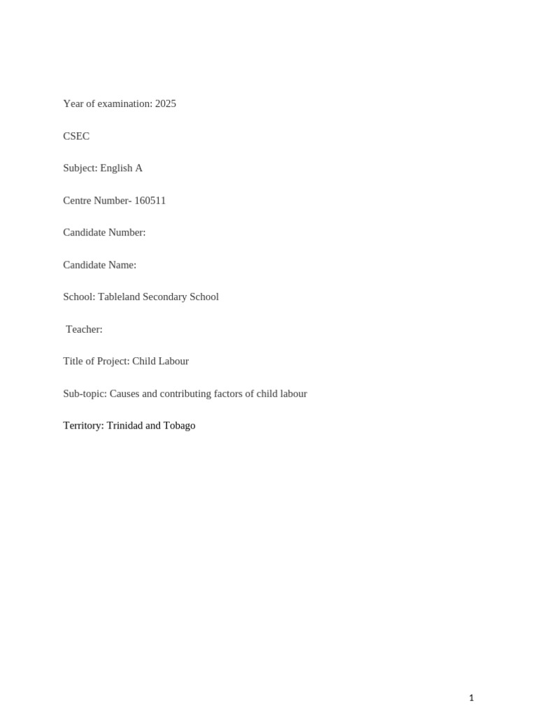Causes of Child Labour in Trinidad | PDF | Child Labour | Public Speaking