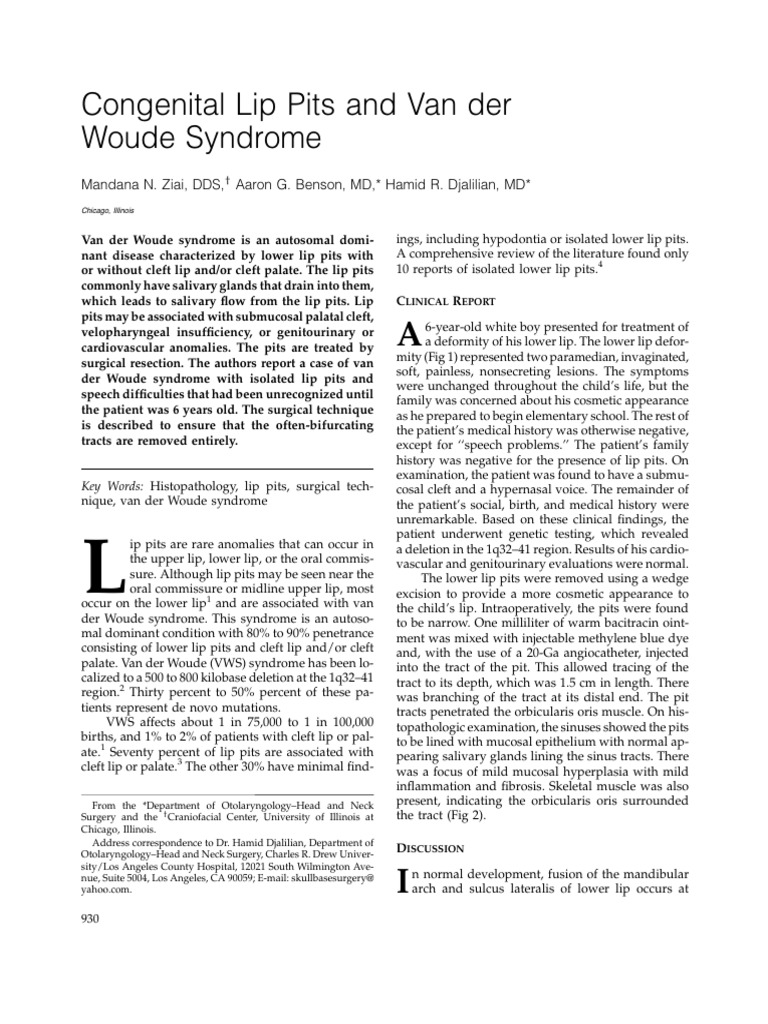 Van der Woude Syndrome: Lip Pits Explained | PDF | Diseases And ...