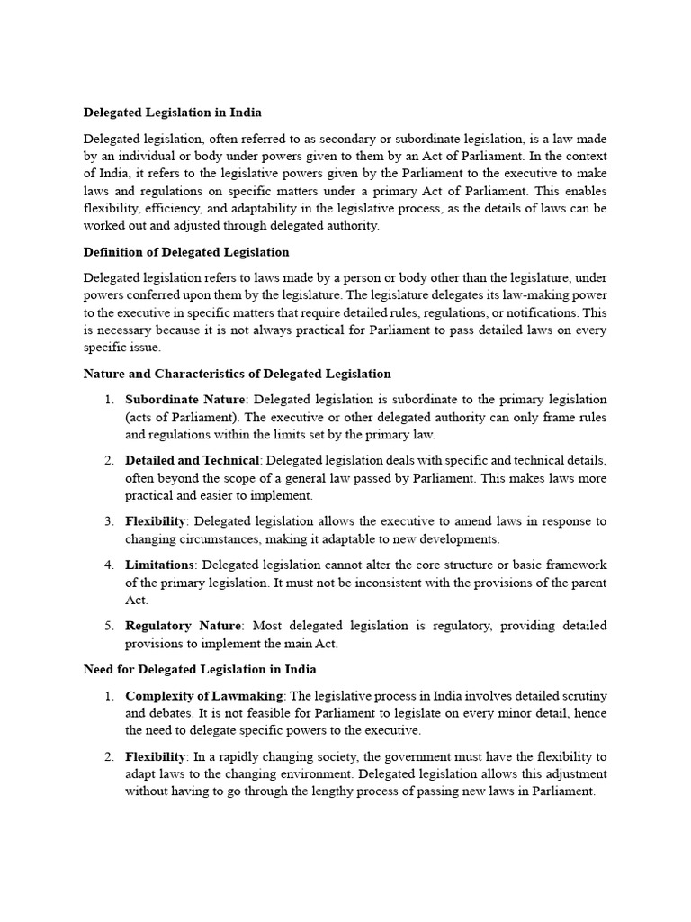 Delegated Legislation in India1 | PDF | Judicial Review | Supreme Court ...