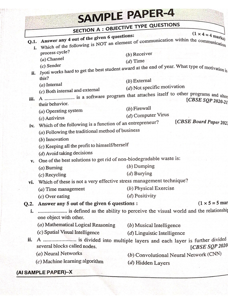 Sample Paper 4 | PDF
