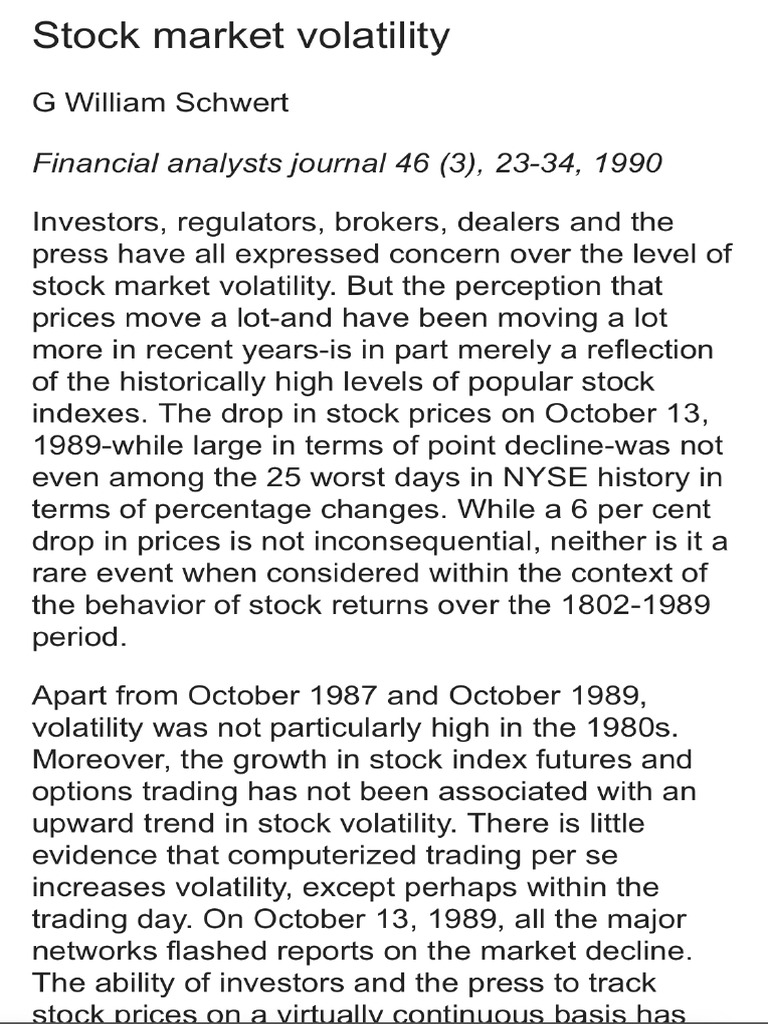 Stock Market Volatility - Google Scholar - Jpeg | PDF