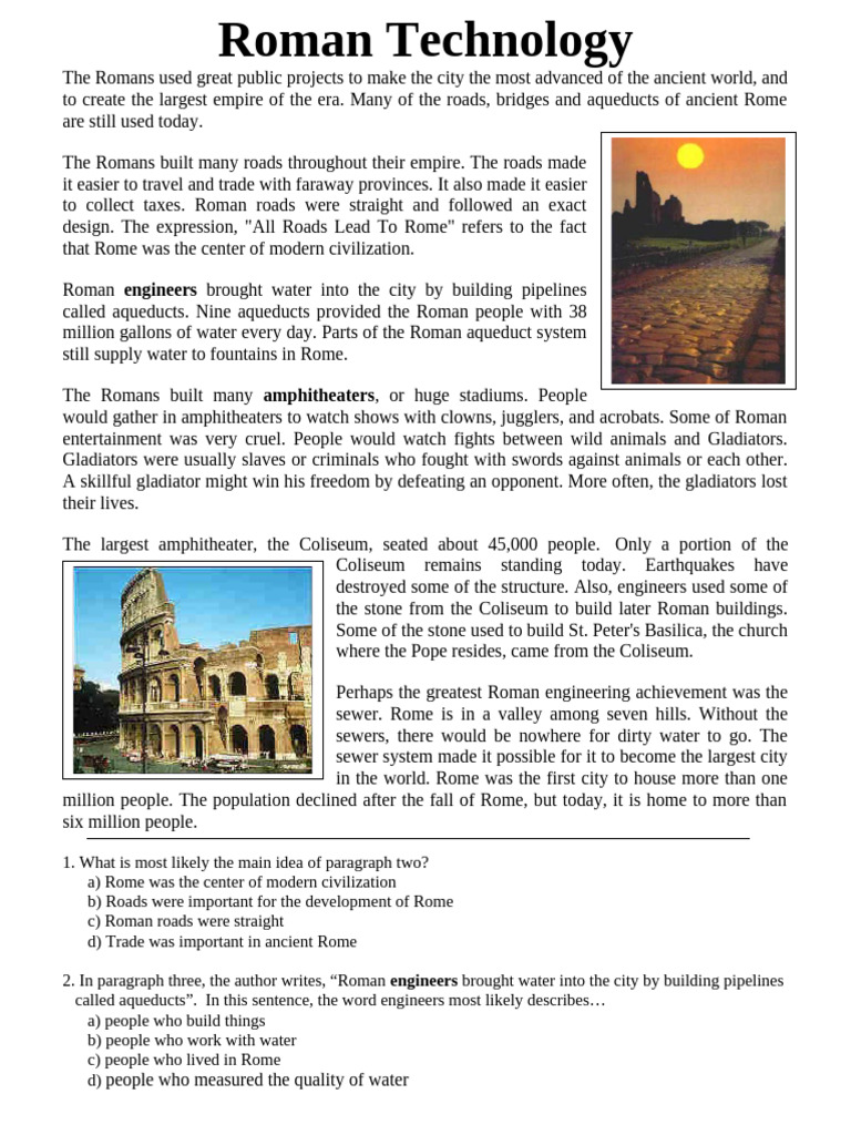 Roman+Technology+MSA+Task+%281%29 | PDF | Roman Empire | Ancient Rome