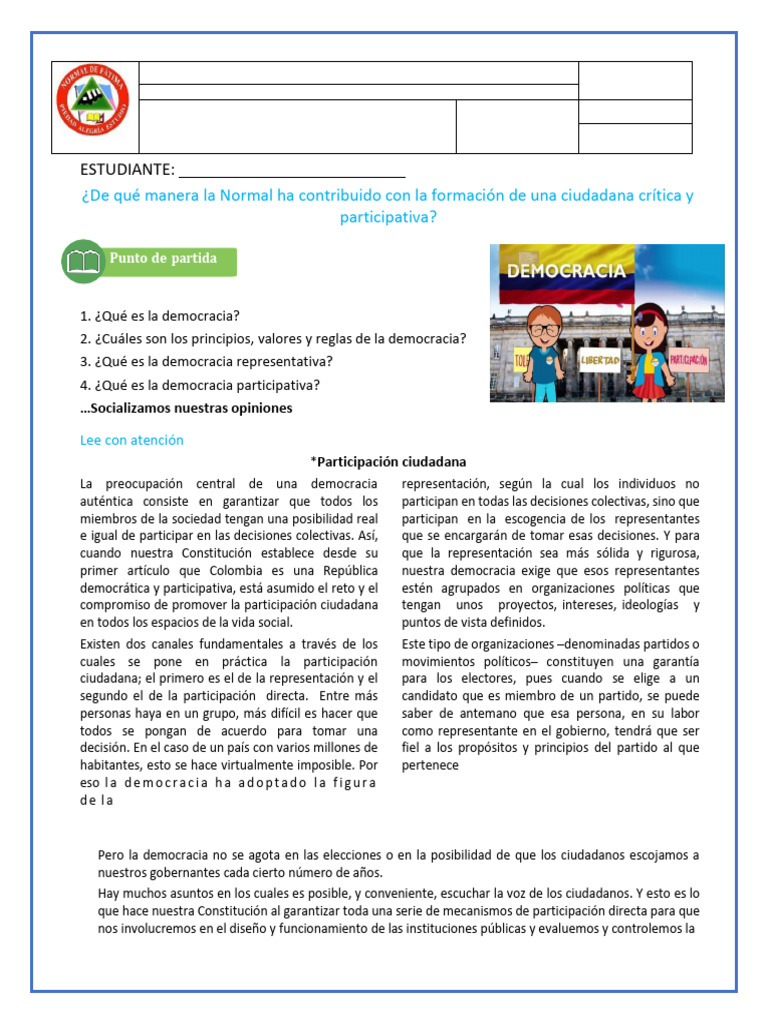 Formación Ciudadana en Democracia Escolar | PDF | Democracia ...