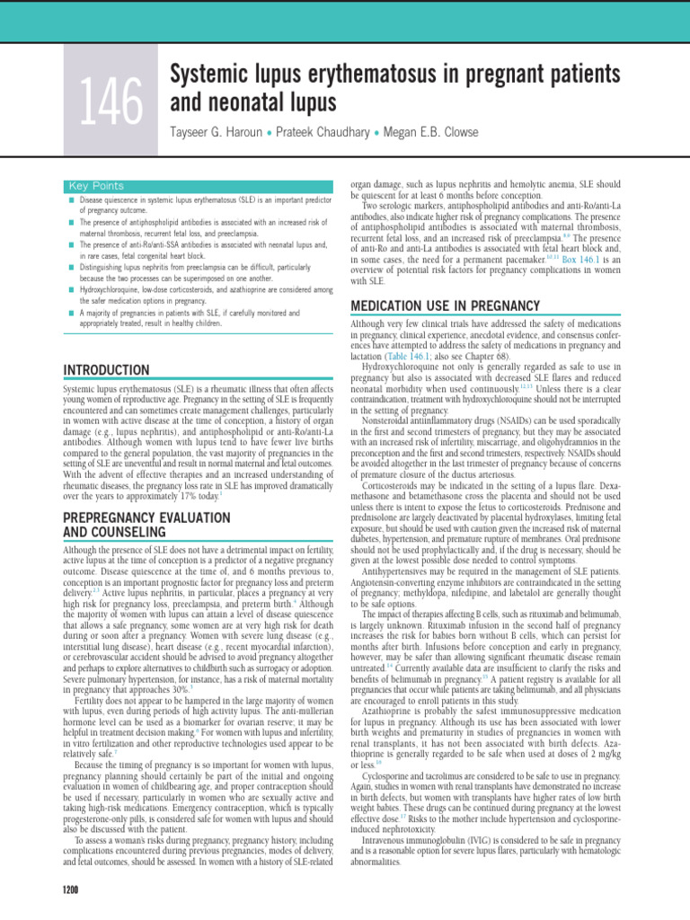 146 Systemic Lupus Erythematosus in Pregnant Patients and Neonatal ...