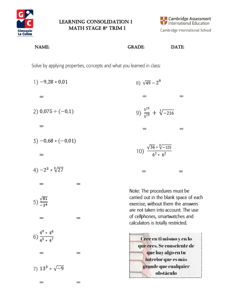 Math Lesson Consolidation Stage 8 | PDF