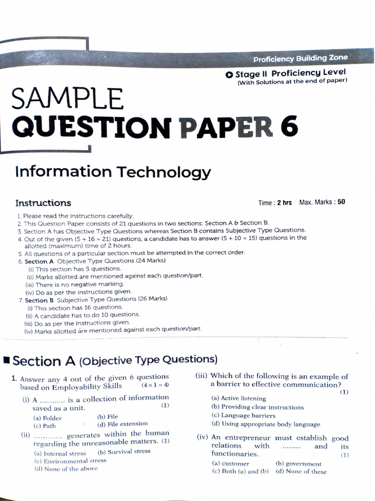 Class X IT Sample Paper 6 | PDF | Databases | Relational Database