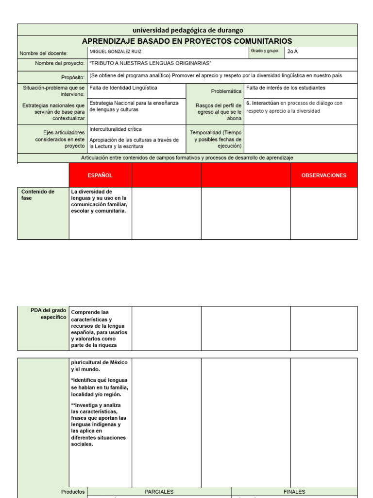 Aprendizaje Basado en Proyectos Comunitarios | PDF | Aprendizaje ...