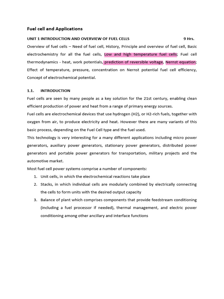 Fuel Cells: Overview, Types, and Efficiency | PDF | Fuel Cell ...