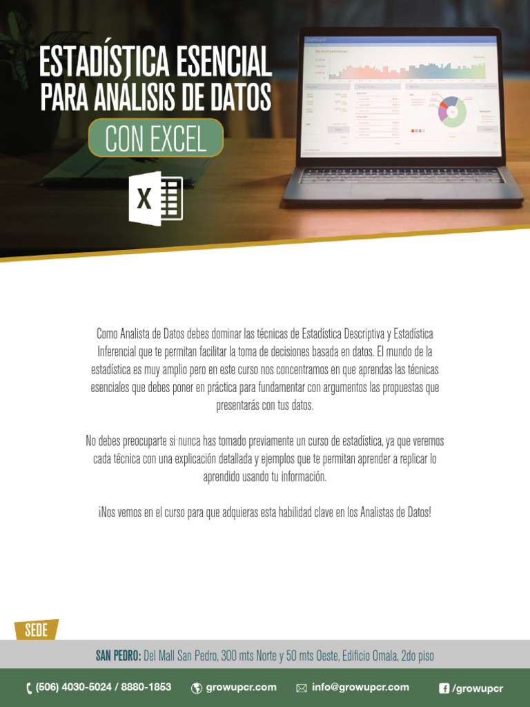Flyer Estadística Esencial para Análisis de Datos en Excel | PDF ...