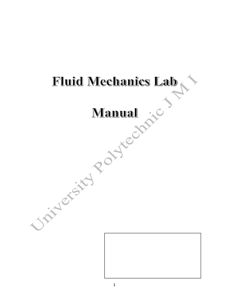 Fluid Mechanics Lab Manual Experiments | PDF | Pressure Measurement ...