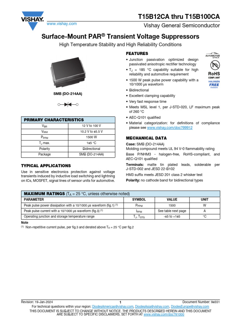 Vishay SMB Transient Voltage Suppressors | PDF | Disclaimer ...