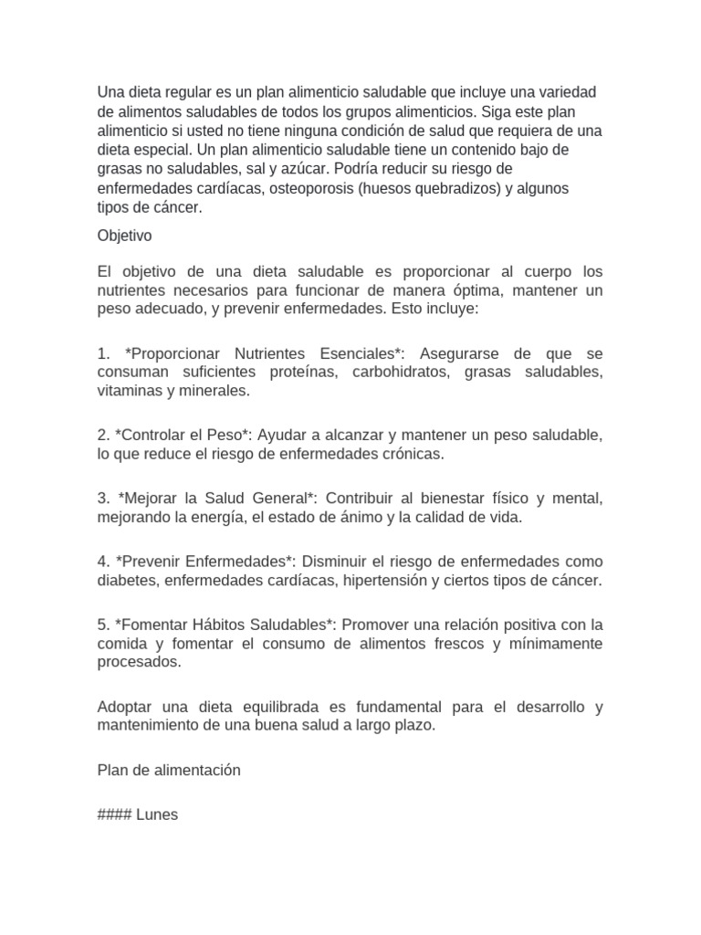 Plan de dieta saludable semanal | PDF | Dieta | Alimentos