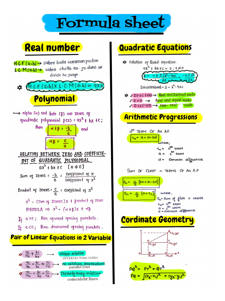 Math Formula Sheet | PDF