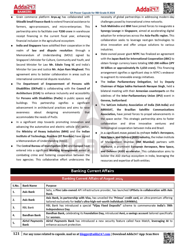 Banking Current Affairs for RBI Grade B 2024 | PDF | Reserve Bank Of ...