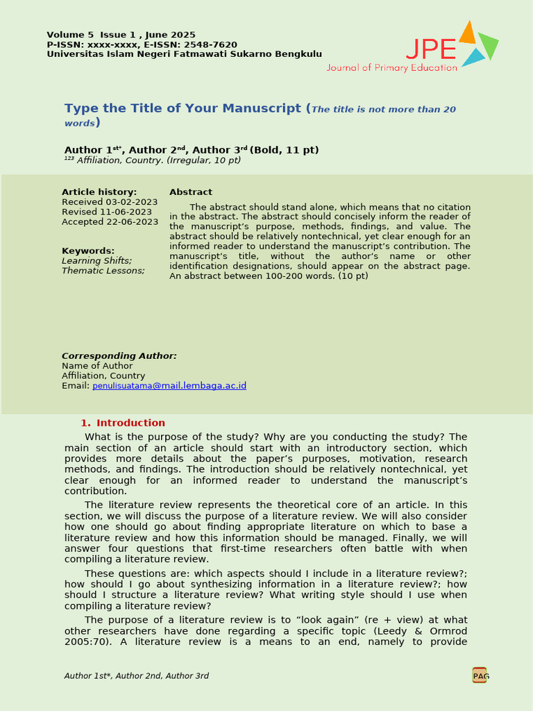 Template JPE | PDF | Statistics | Analysis Of Variance