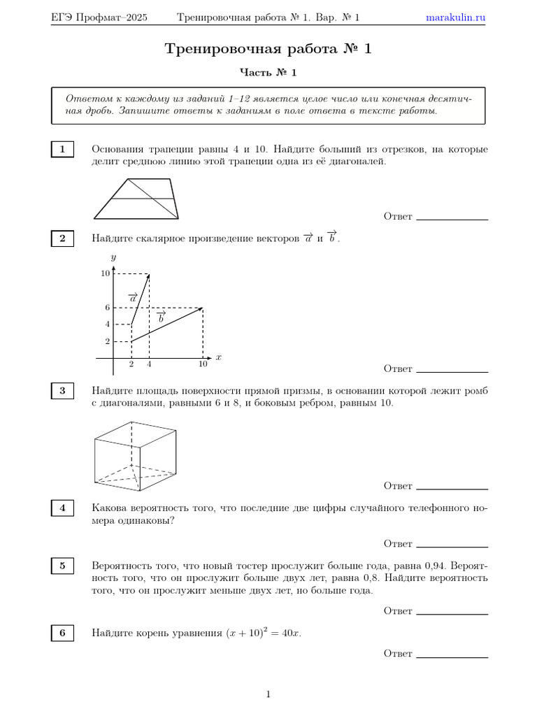Marakulin Ege25 Ma Prof Var1 | PDF
