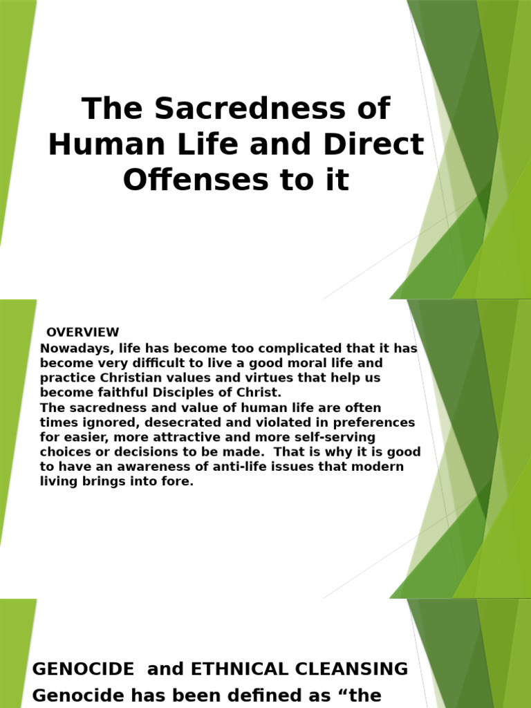 Sacredness of Human Life Issues | PDF | Crimes | Crime & Violence