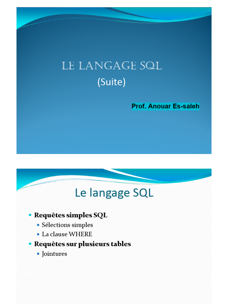 Introduction au langage SQL et requêtes | PDF | SQL | Paradigme de ...
