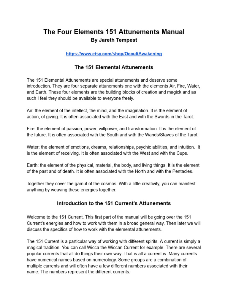 151 Elemental Attunements Guide | PDF | Thought | Amulet