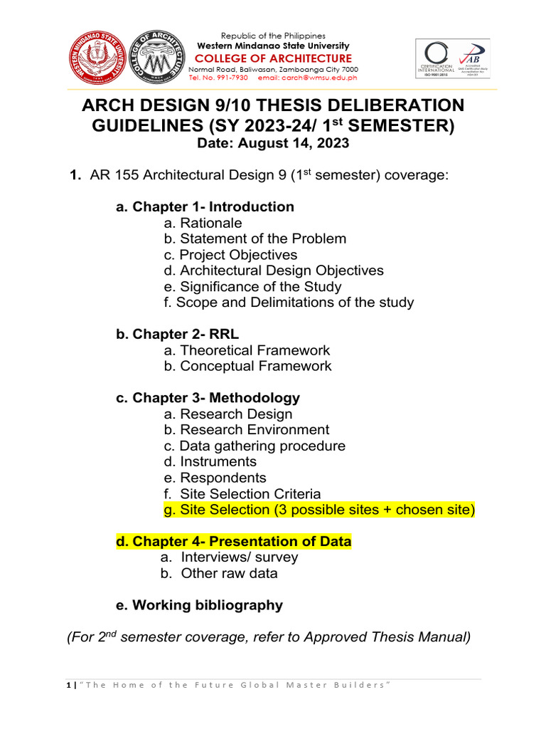 Thesis Deliberation Guidelines 2023 24 Pdf