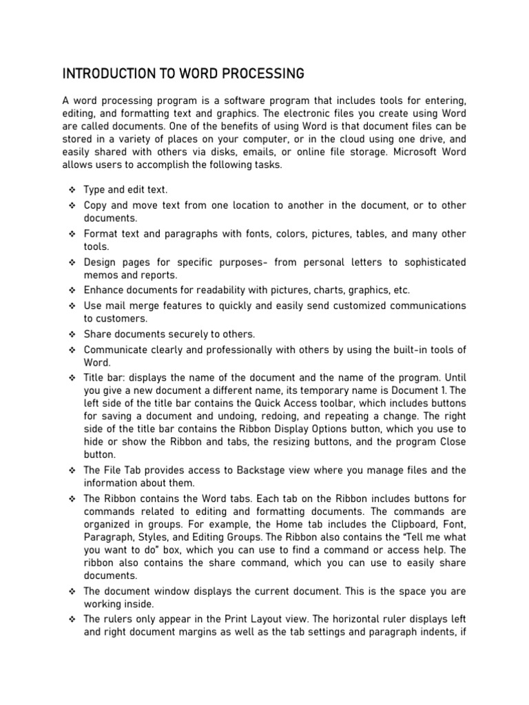 Word Processing Essentials and Design | PDF | Microsoft Word | Word ...