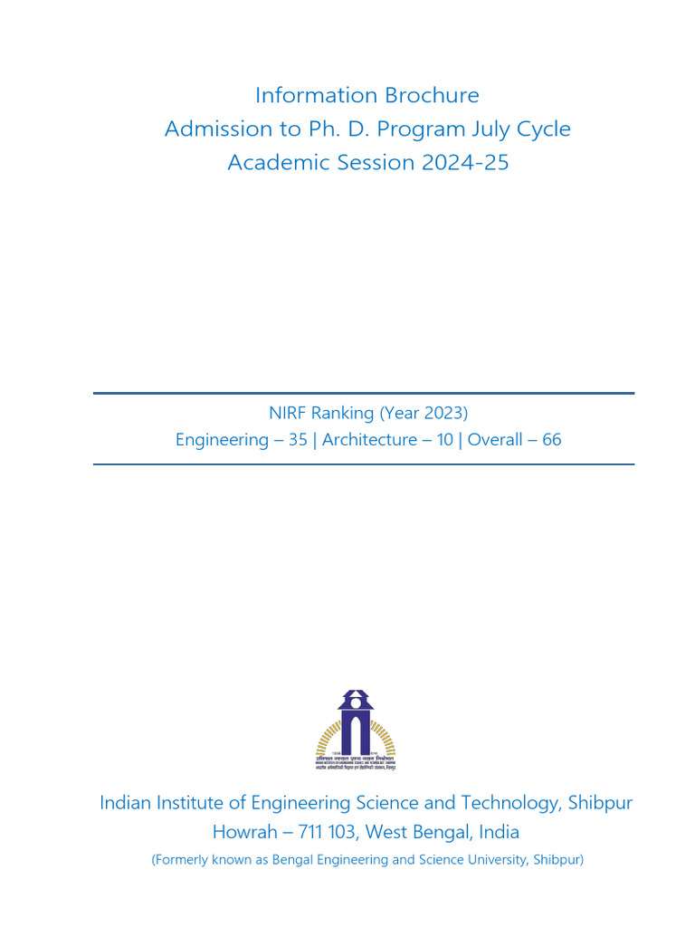 Information Brochure PHD Admission July Cycle 2024 v1 | PDF | Doctor Of ...