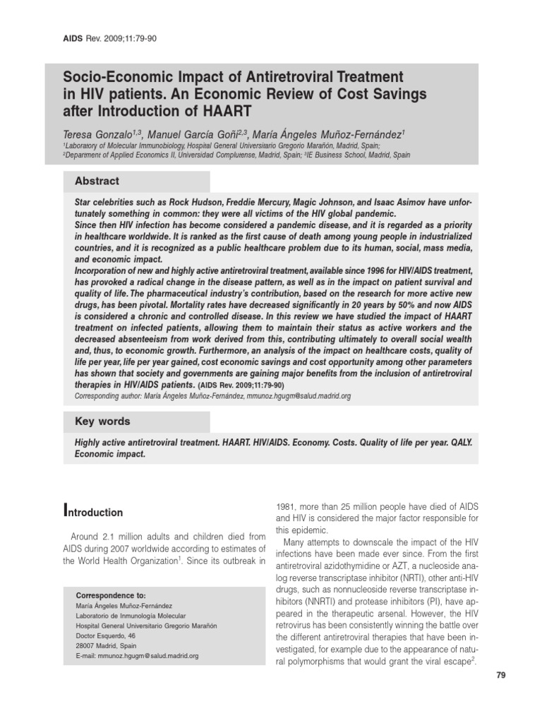 Economic Impact of HAART on HIV Patients | PDF | Management Of Hiv/Aids ...