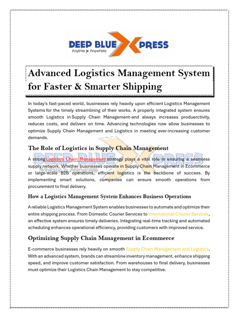 Logistics Chain Managementss | PDF | Logistics | Supply Chain Management