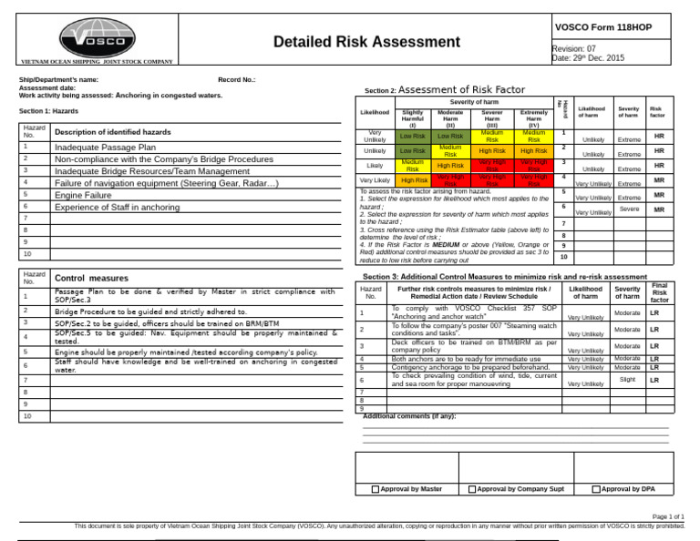 Risk Assessment for Anchoring Operations | PDF | Risk | Hazards