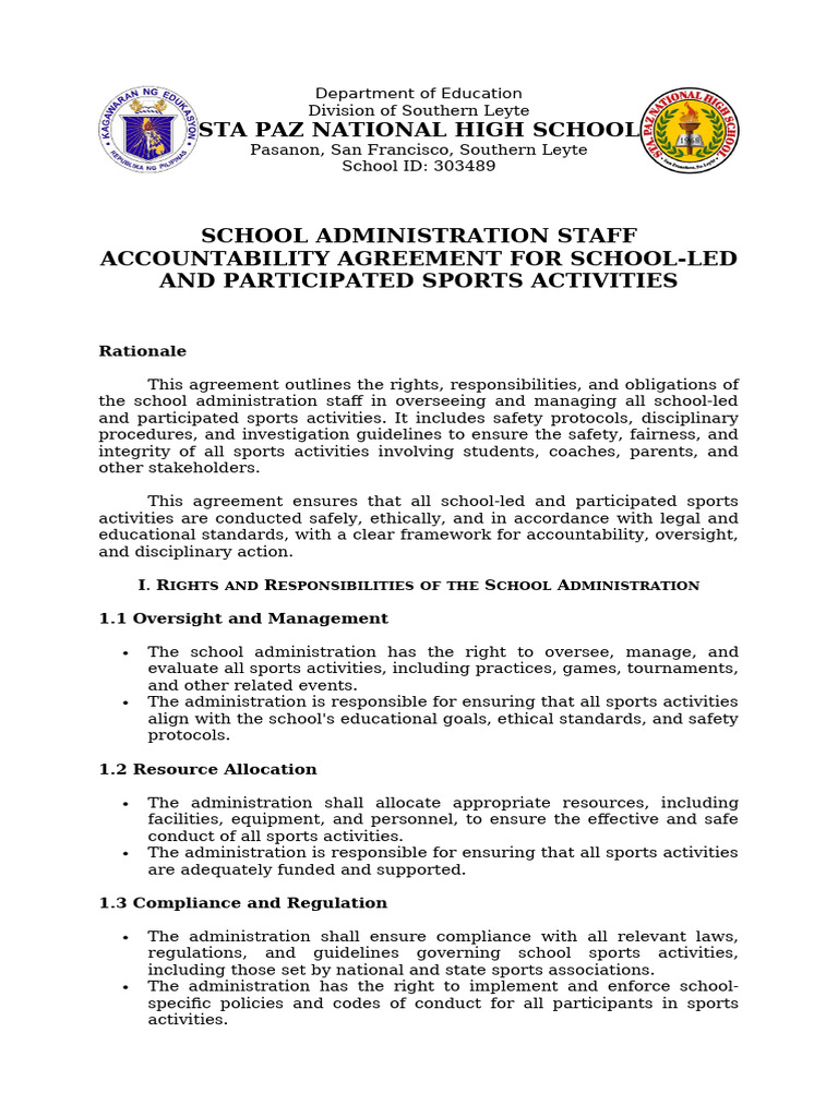 Accountability Agreement - School Admin | PDF | Regulatory Compliance ...