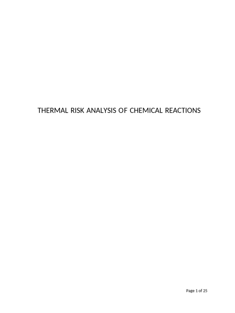 Thermal Risk Assessment in Reactions | PDF | Heat | Risk