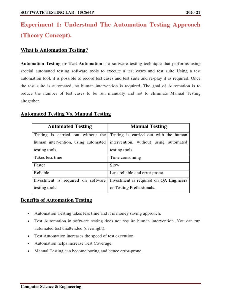 Automation Testing Overview and Tools | PDF | Software Testing ...