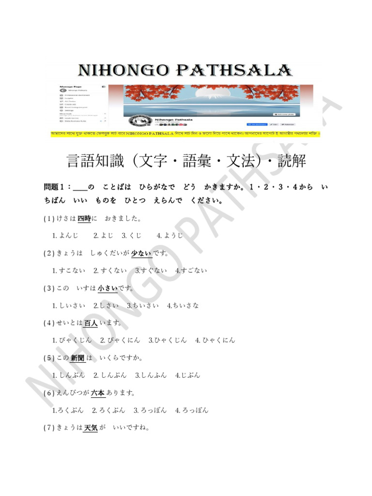 n5 JLPT 2024 | PDF