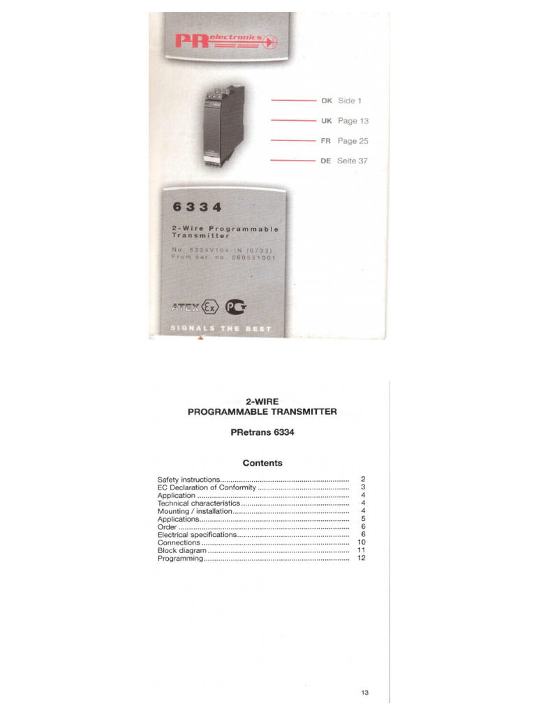 2-Wire Programmable Transmitter (PR Electronics) | PDF