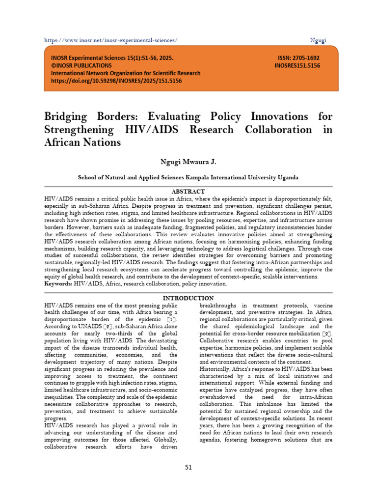 Bridging Borders: Evaluating Policy Innovations For Strengthening HIV ...