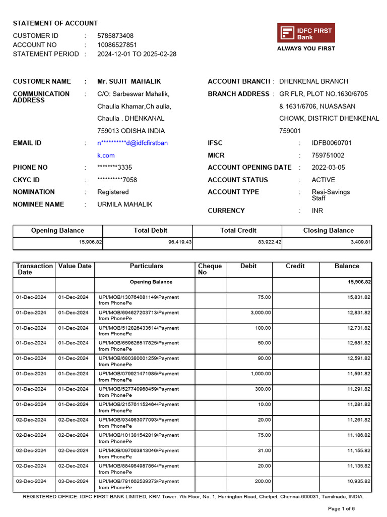Account Statement: Dec 2024 - Feb 2025 | PDF | Payments | Banks