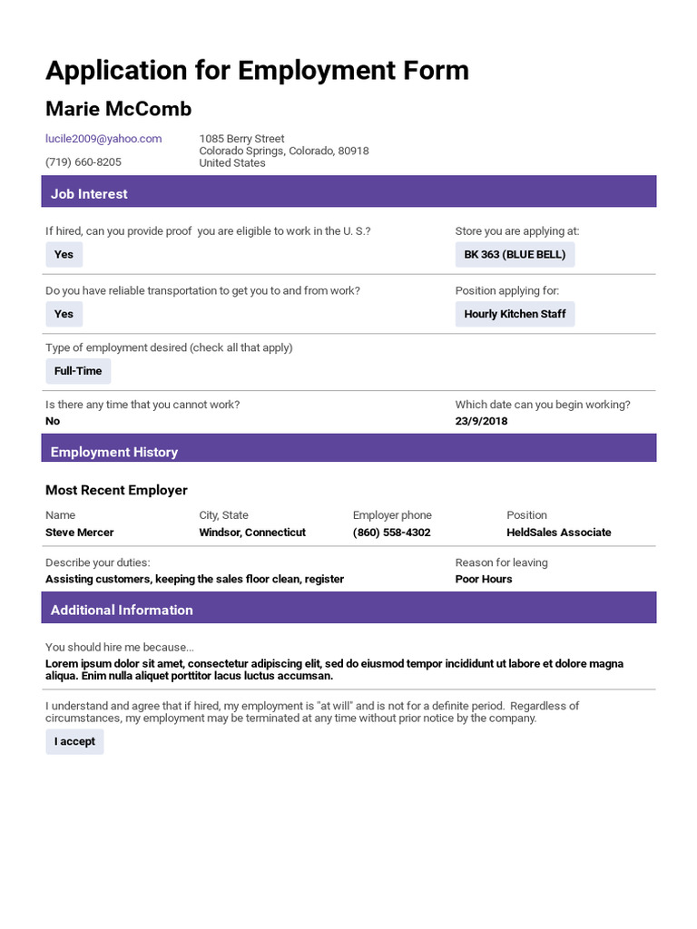Employment Application for BK 363 | PDF