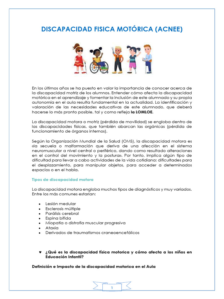 Inclusión de Niños con Discapacidad Motora | PDF | Invalidez | Salón de ...
