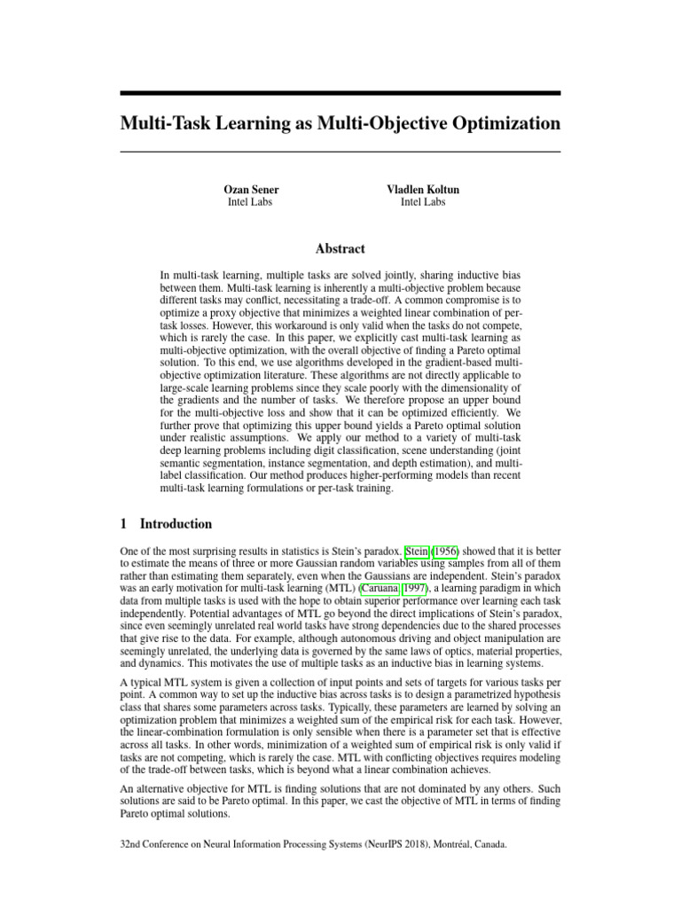2018 - Multi-Task Learning As Multi-Objective Optimization - Sener ...