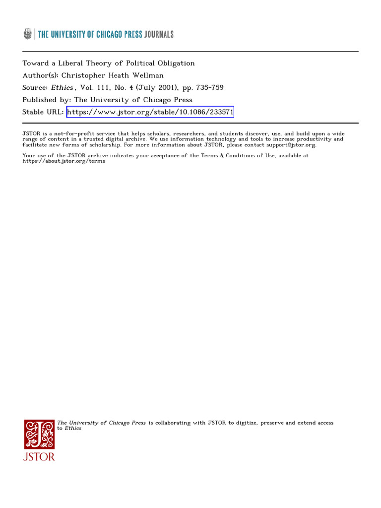 Wellman TowardLiberalTheory 2001 | PDF | Theory | Justice