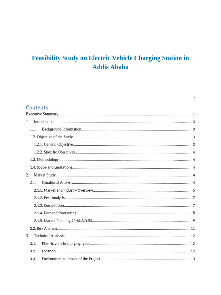 Addis Ababa EV Charging Station Feasibility | PDF | Electric Vehicle ...